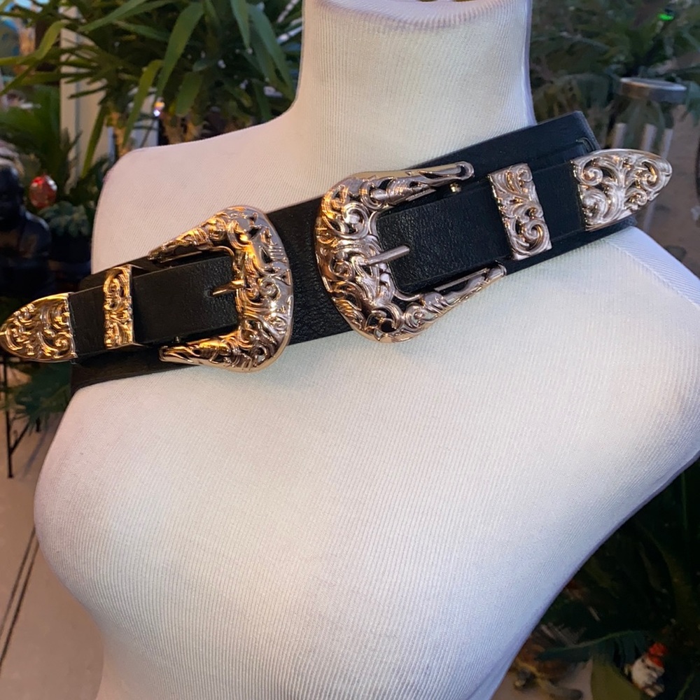 ▪️🔅▪️BLACK-N-GOLD DOUBLE BUCKLE BELT▪️🔅▪️
